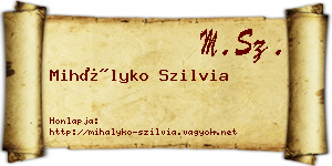 Mihályko Szilvia névjegykártya